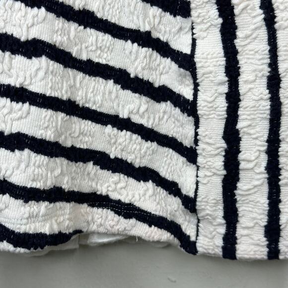 Md Anthropologie Striped Cardigan Black Cream Chiffon Lace Boho Romantic Preppy - Picture 7 of 8